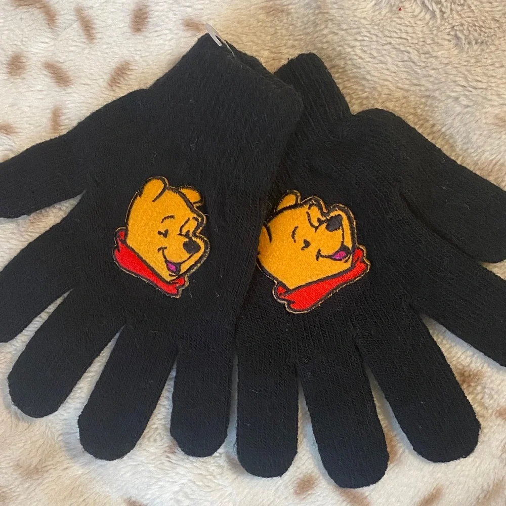 Disney Black Mittens with Winnie the Pooh Design